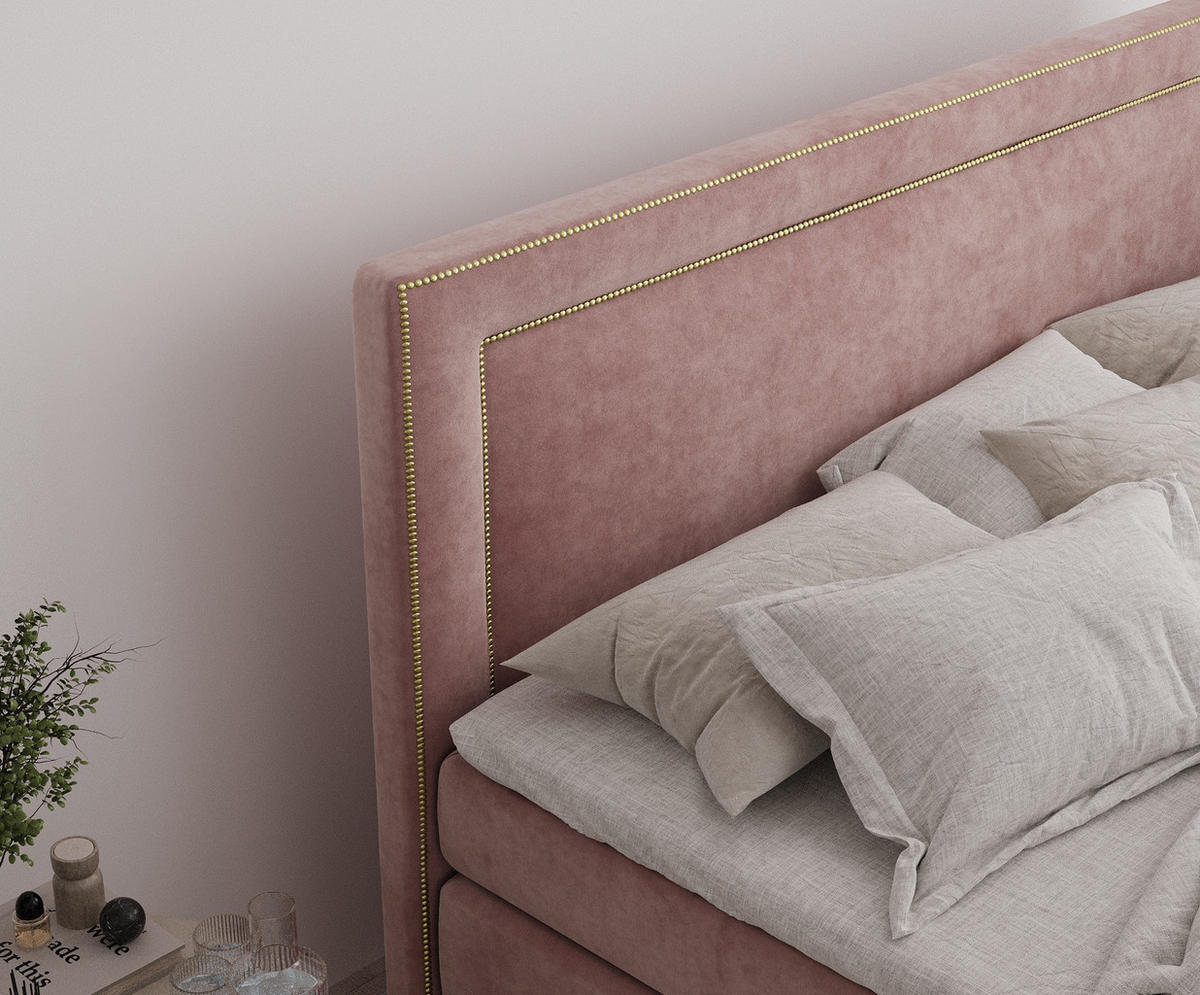BOXSPRINGBETT Luxora Rosa 140/200 cm - Schwarz/Rosa, Holz/Holzwerkstoff (140/200cm) - Maison de Reve