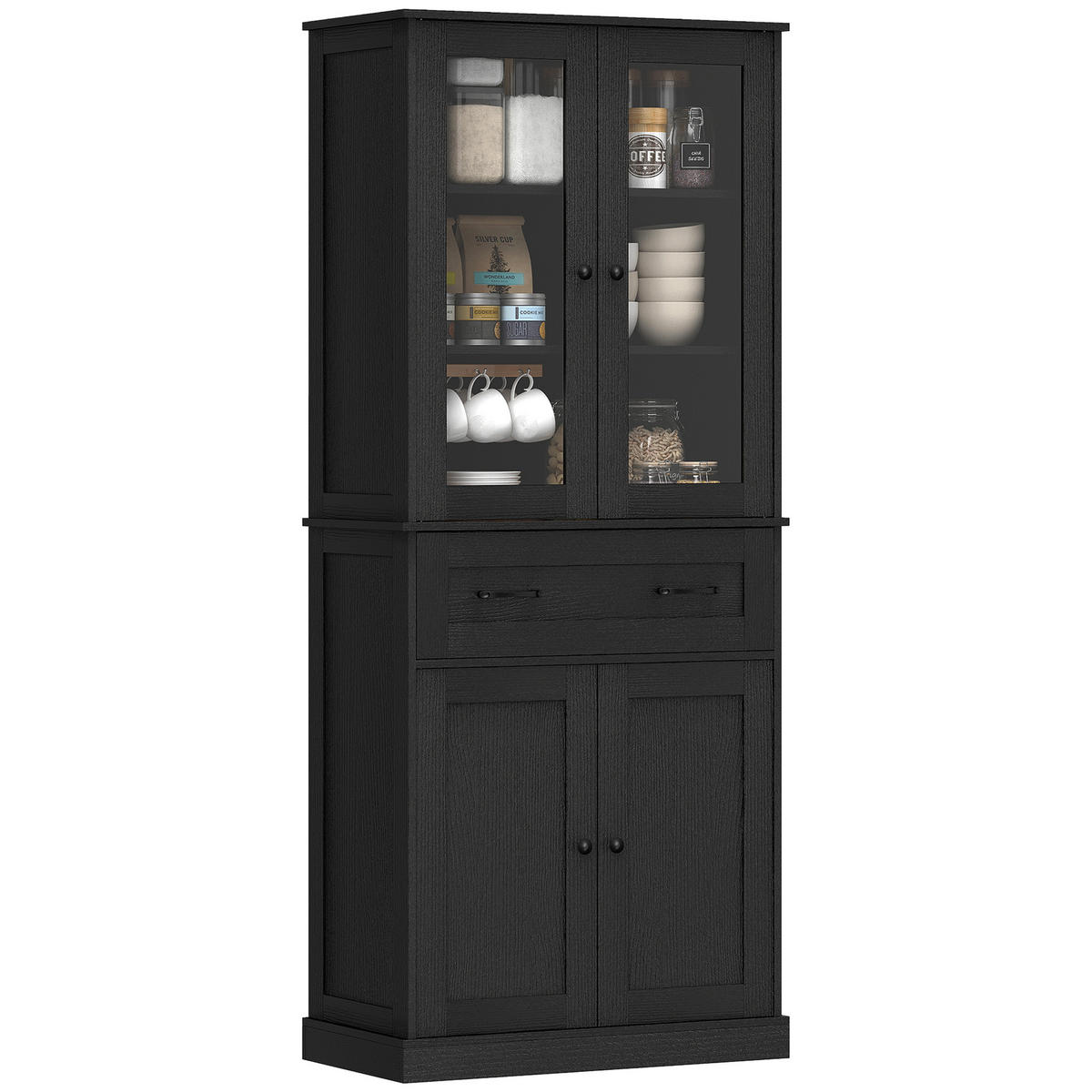 HIGHBOARD DE-08699 Acrylfront mit Schubladen Schwarz - Schwarz, Holzwerkstoff (40/182.5/76cm) - ComfortXL