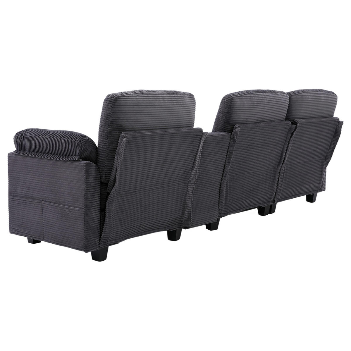 ECKSOFA L-Form mit beweglicher Mittelkonsole USB-C-Dunkelgrau 266/136/82 cm - Dunkelgrau, Textil (266/136cm) - OKWISH