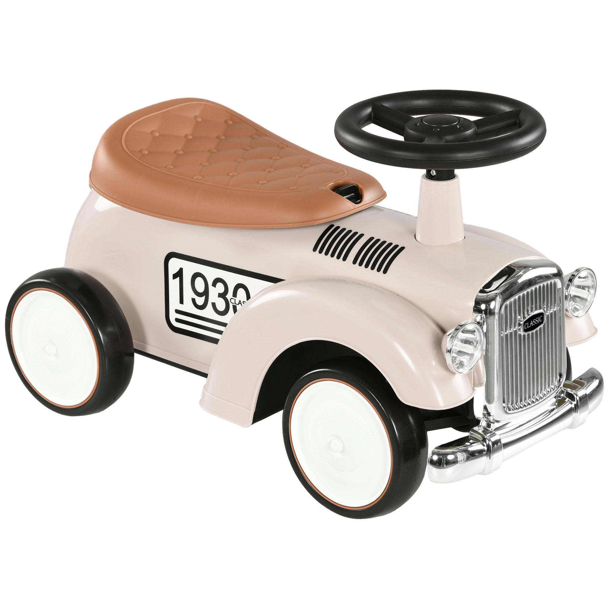 KINDER RUTSCHAUTO, Cremeweiß, Kunststoff+ Metall - Creme, Metall (58/27/35cm) - AIYAPLAY