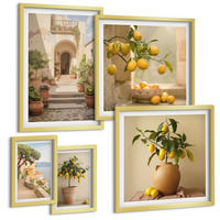 BILDER SET 5er Set - 50x50 cm & 20x30 cm & 40x60 cm Goldrahmen - Frische, farbenfrohe Zitrusfrüchte - Goldfarben, Kunststoff (40/60cm) - TULUP