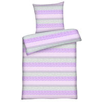 BETTWÄSCHE 135x200 Renforce aus 100% Baumwolle Bettbezug Streifen Lila Rosa Grau - Grau, Textil (135/200cm) - Carpe Sonno