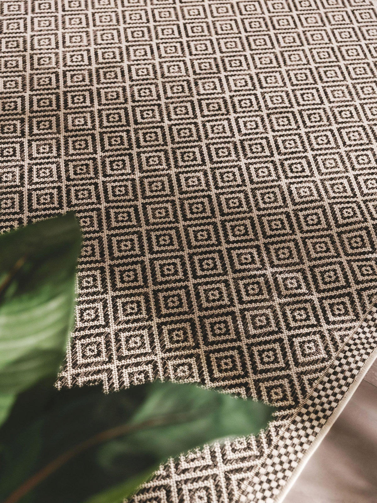 OUTDOORTEPPICH Cleo Weiß/Schwarz 240x340 cm - Weiß, Textil (240/340cm) - benuta Nest