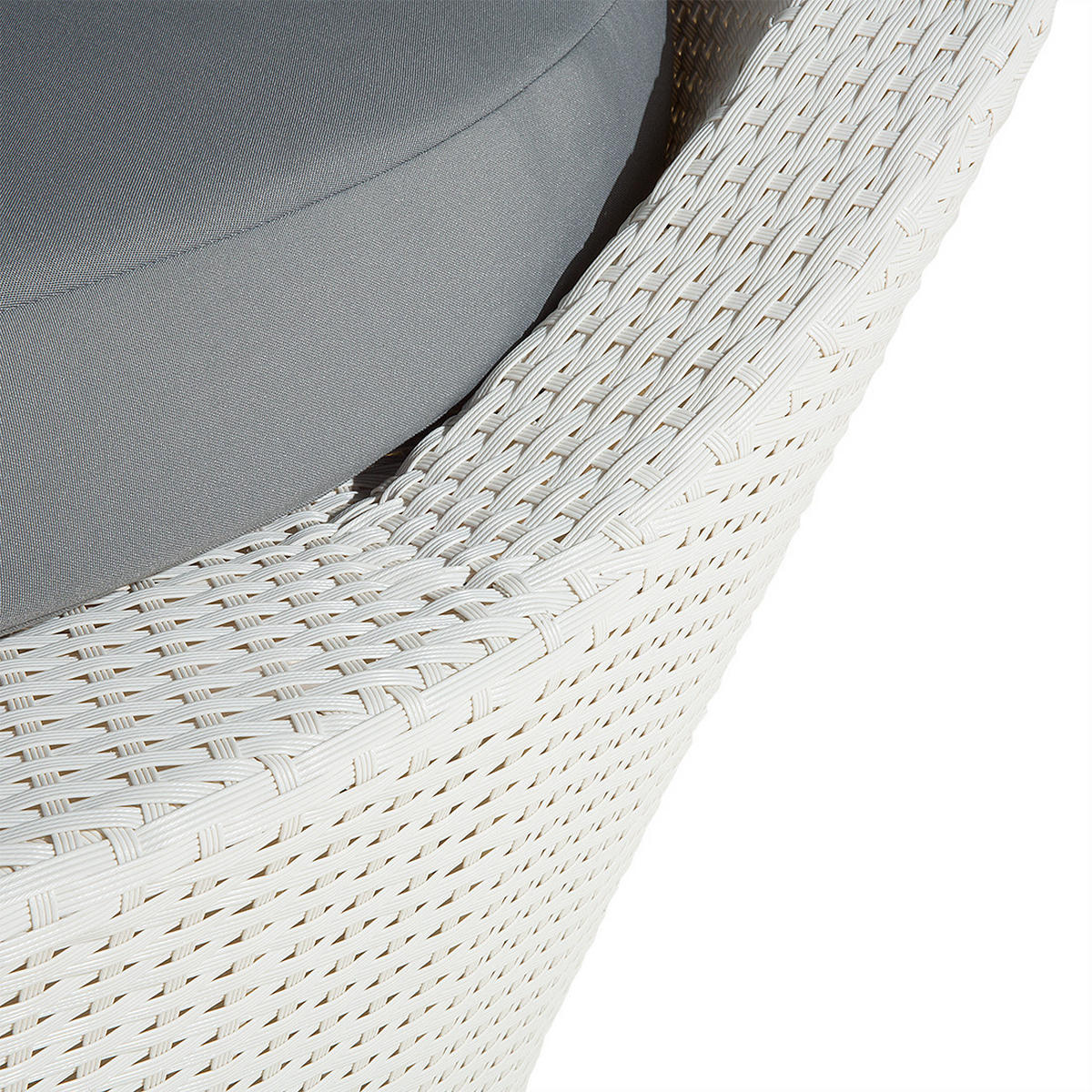SONNENINSEL Rattan weiß Sonnendach grau SYLT - Weiß/Grau, Kunststoff (165/160/127cm)