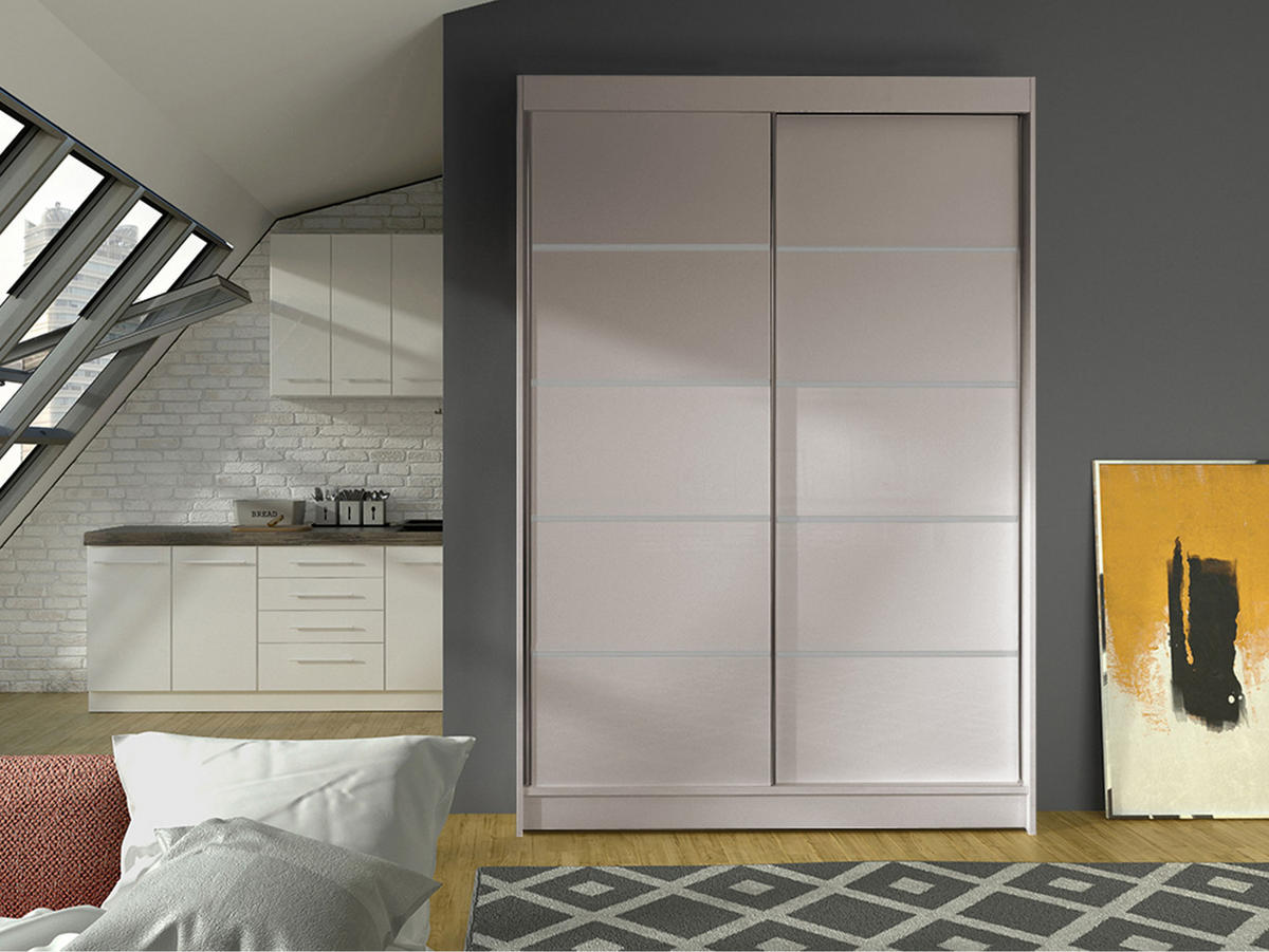 SCHWEBETÜRENSCHRANK Lino IV - Kaschmir, Holzwerkstoff/Metall (120/200/58cm) - MIRJAN24