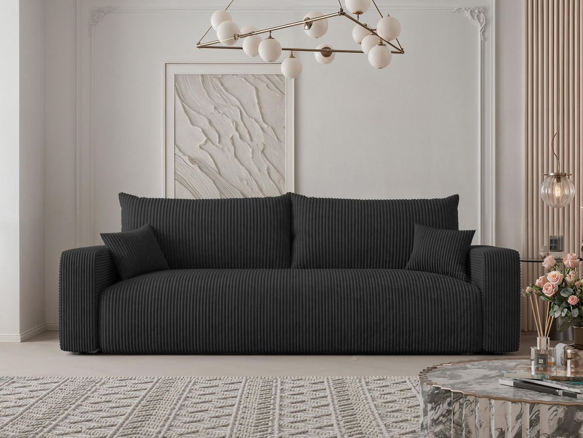 SOFA mit Schlaffunktion, Schwarz - Schwarz, Holzwerkstoff (246/79/93cm) - Idohome