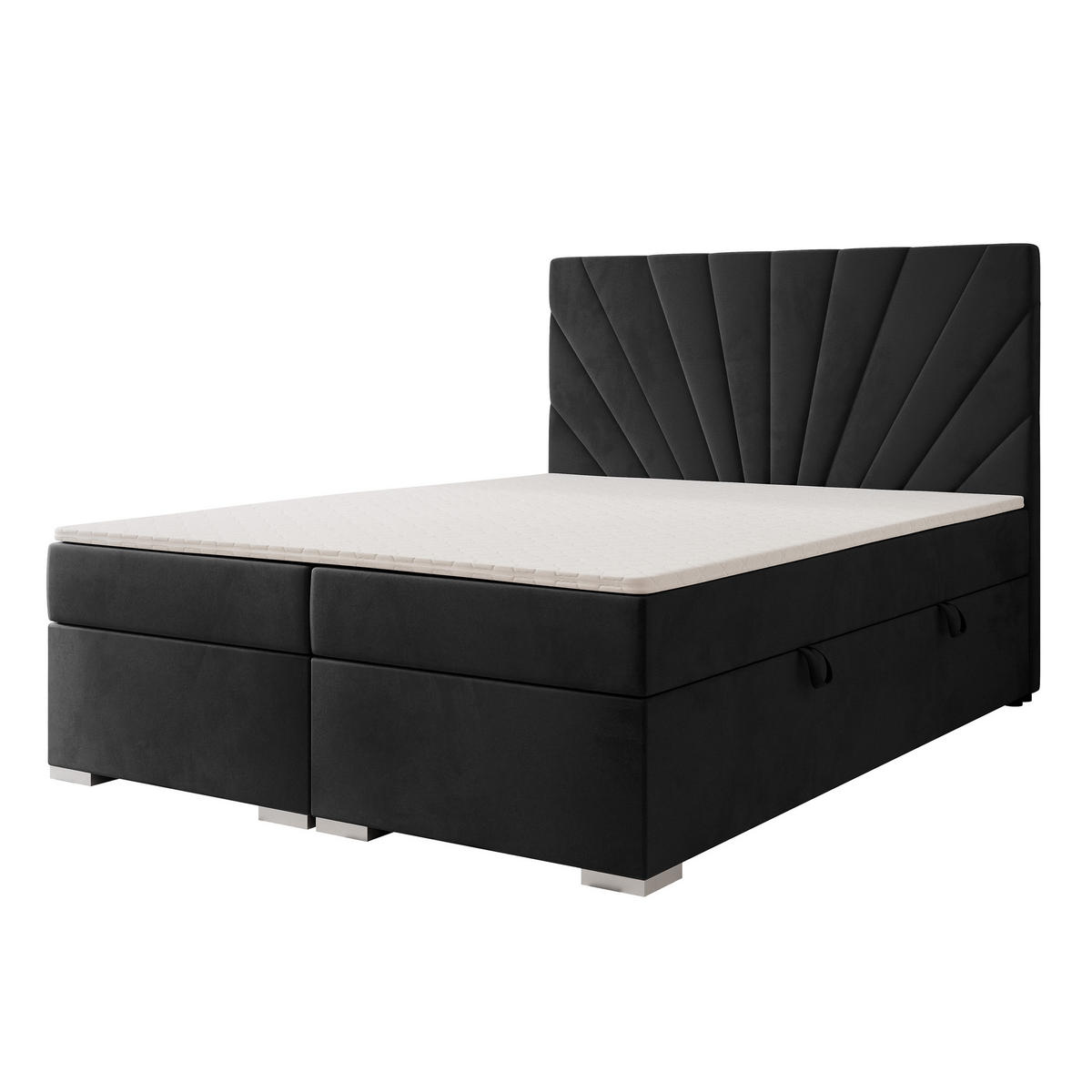 BOXBETT 160x200 cm mit Topper - Schwarz, Holzwerkstoff/Textil (200/200cm) - Idohome
