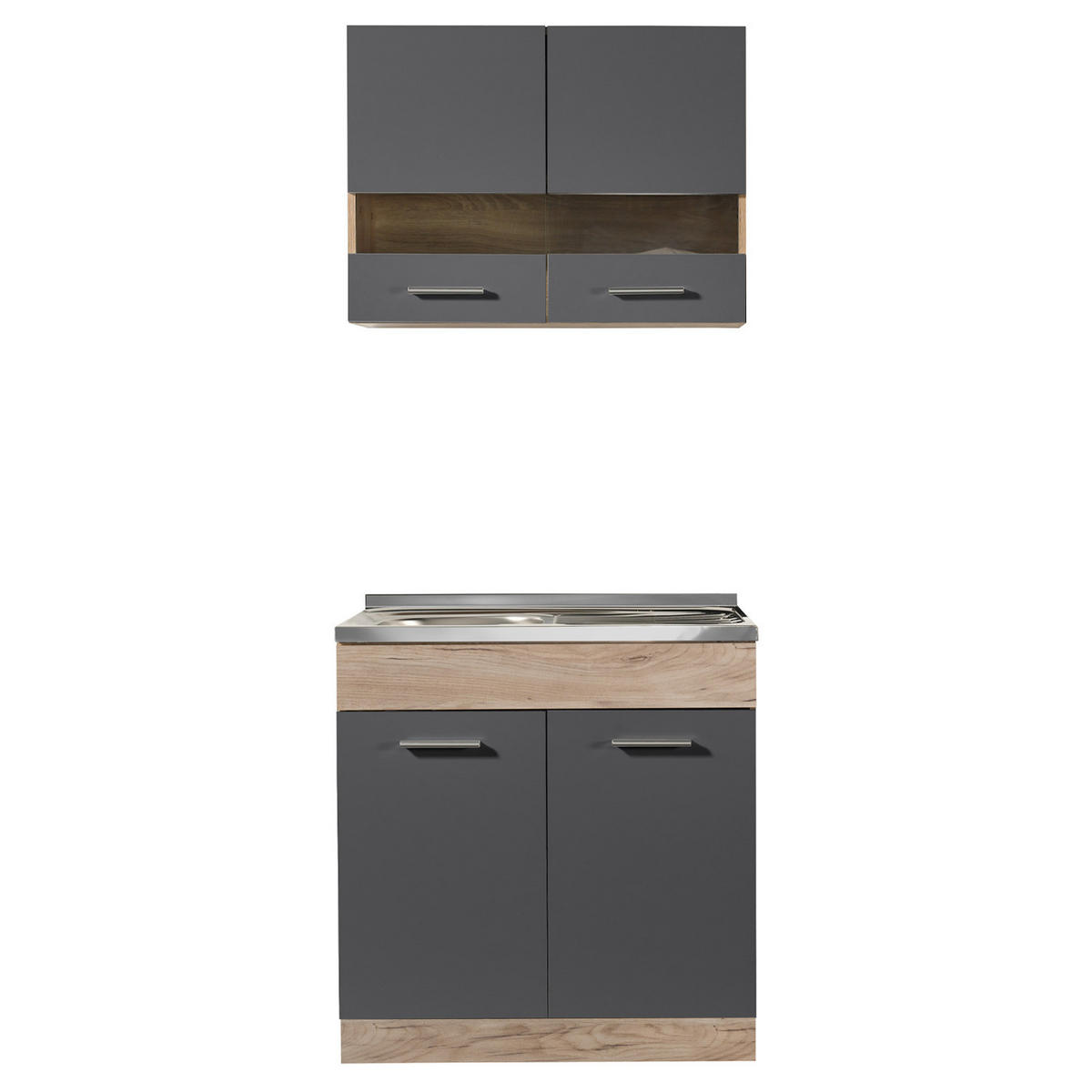 KÜCHENLEERBLOCK 80 cm in Anthrazit - Silberfarben/Grau, Holz (80/206/51cm) - Homestyle4u