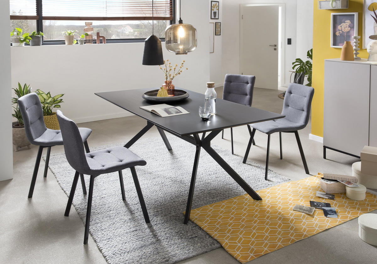 ESSZIMMERTISCH NIILO - 180x90 cm - MDF mit Dekor, Gestell Metall - Grau, Metall (90/180/75cm) - TPFLiving