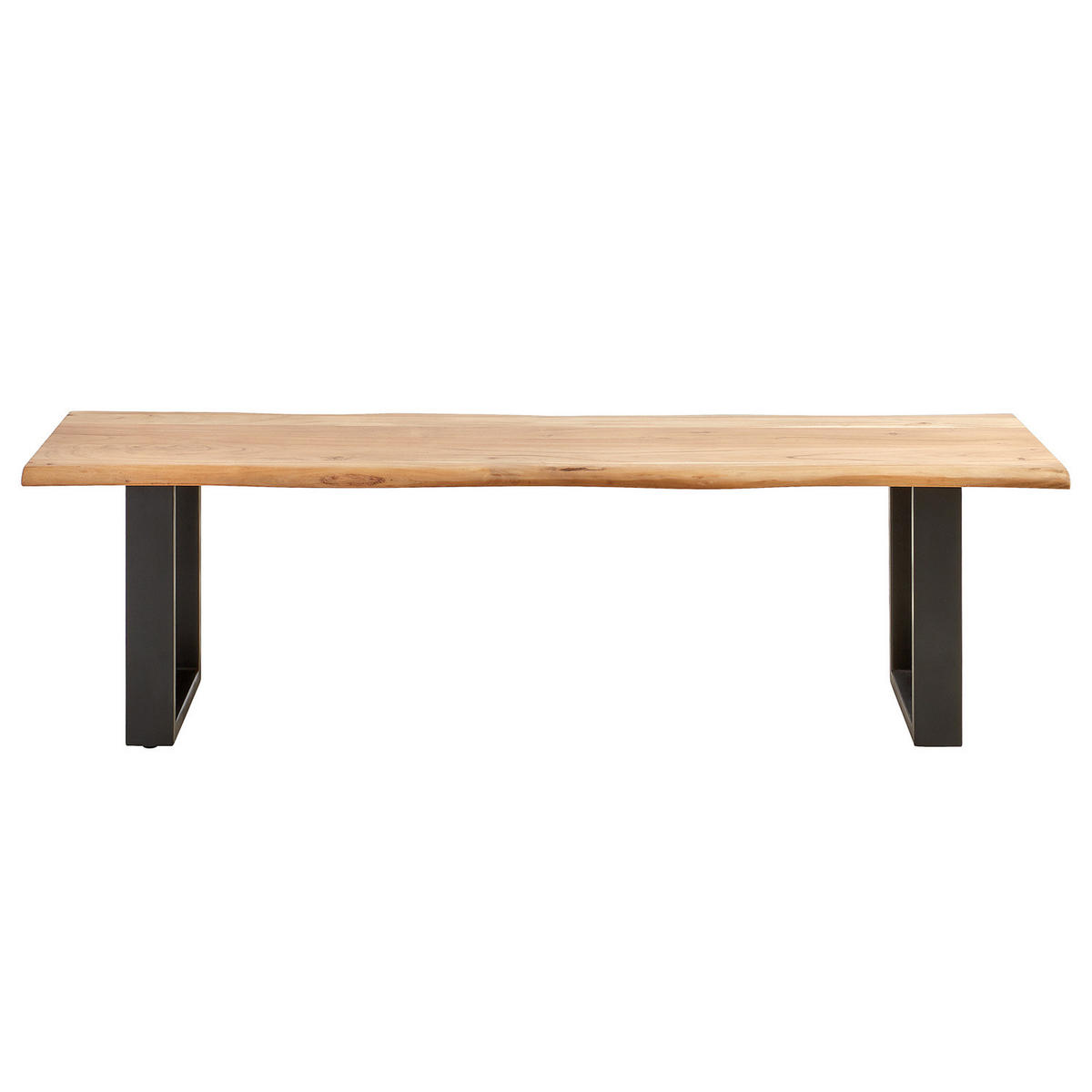 SITZBANK - Metall / Massivholz Akazie - Schwarz/Akaziefarben, Holz/Metall (160/45/45cm) - home24