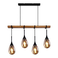 HÄNGELEUCHTE Holzoptik Schwarz 4-Flammig - Schwarz, Holz (92/12/120cm) - Globo Lighting