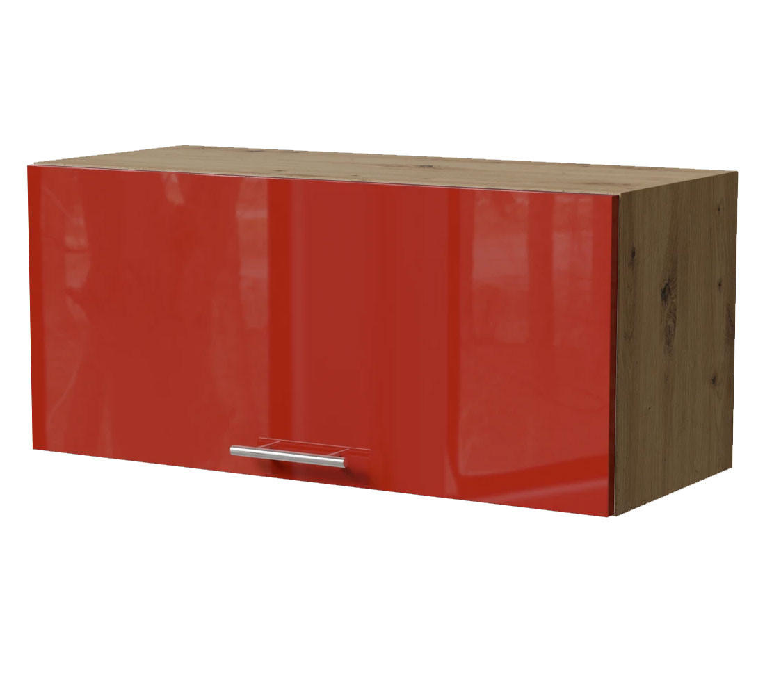 KLAPPHÄNGESCHRANK Brerra W4B/80 Eiche Artisan / RAL 3002 karminrot Hochglanz 80 / 32,5 / 36cm mit Blum Aventos Klappenbeschlag - Rot/Eiche Artisan, Holz/Holzwerkstoff (80/36/32.5cm) - Feldmann-Wohnen
