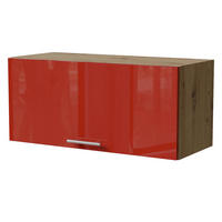 KLAPPHÄNGESCHRANK Brerra W4B/80 Eiche Artisan / RAL 3002 karminrot Hochglanz 80 / 32,5 / 36cm mit Blum Aventos Klappenbeschlag - Rot/Eiche Artisan, Holz/Holzwerkstoff (80/36/32.5cm) - Feldmann-Wohnen