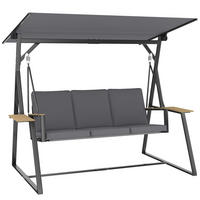 HOLLYWOODSCHAUKEL 3-Sitzer 222/131/175 cm Dunkelgrau - Grau, Textil (131/175/222cm) - Outsunny