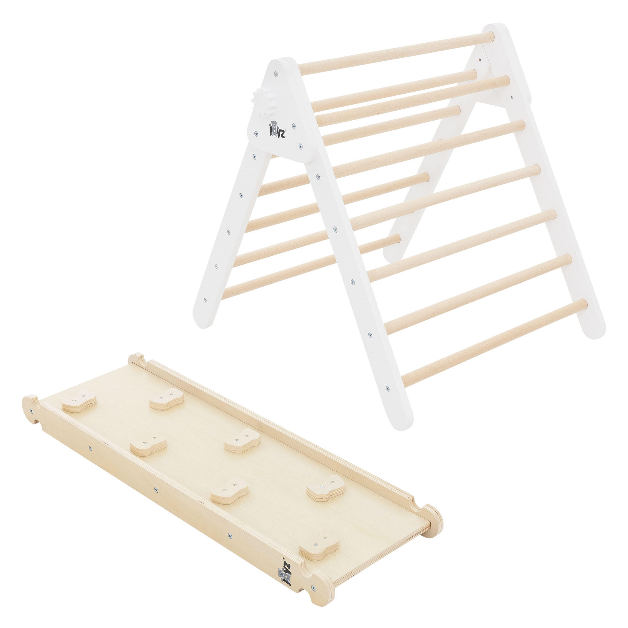 KLETTERBOGEN mit RUTSCHBRETT - Weiß, Holz (72/60/94cm) - Joyz