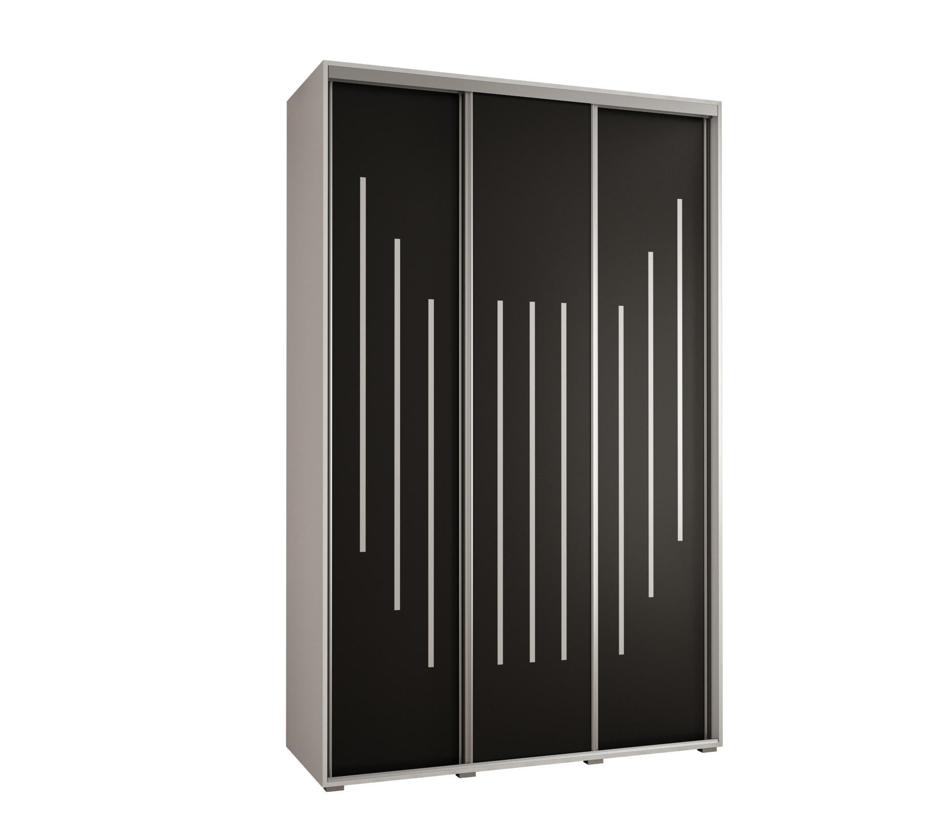 Abiks Möbel Schwebetürenschrank Weiß, Schwarz, Silber 160x235x60 cm