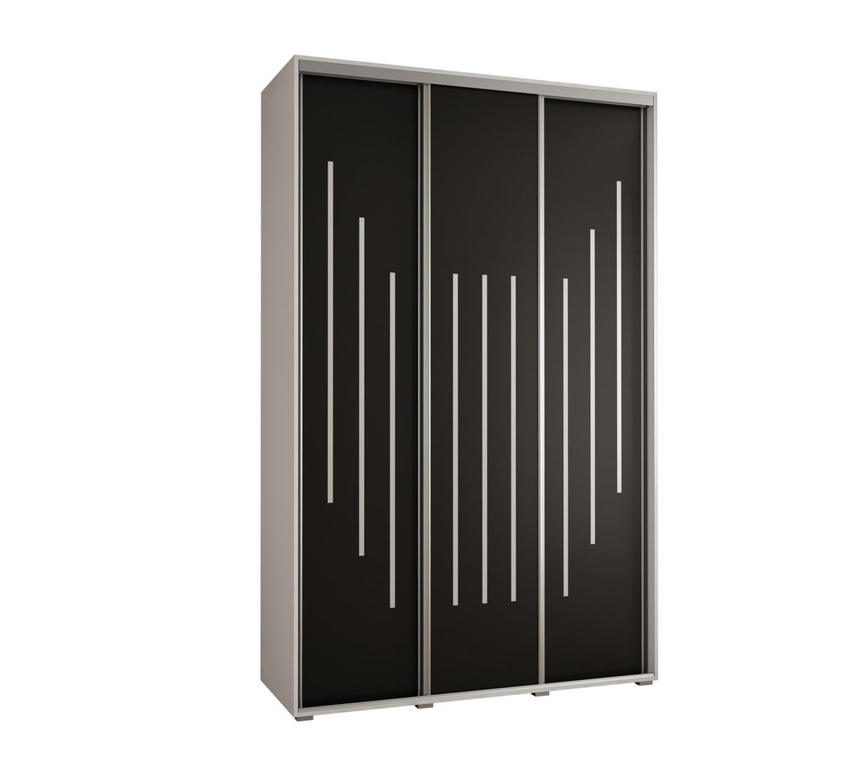 SCHWEBETÜRENSCHRANK 235,2/150/60 3-türig - Silberfarben/Schwarz, Holz/Metall (150/235/60cm) - Abiks Möbel
