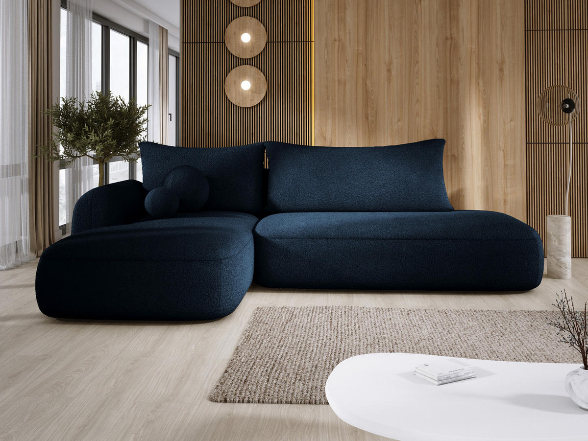 ECKSOFA BABU Mit Bettfunktion – Moderne Polsterecke Für Wohnzimmer Funktionales Schlafsofa Im Stoff NOW OR NEVER, 300x105x60cm, Linke, GRAU - Dunkelgrau, Holz/Textil (190/300cm) - DomoHome