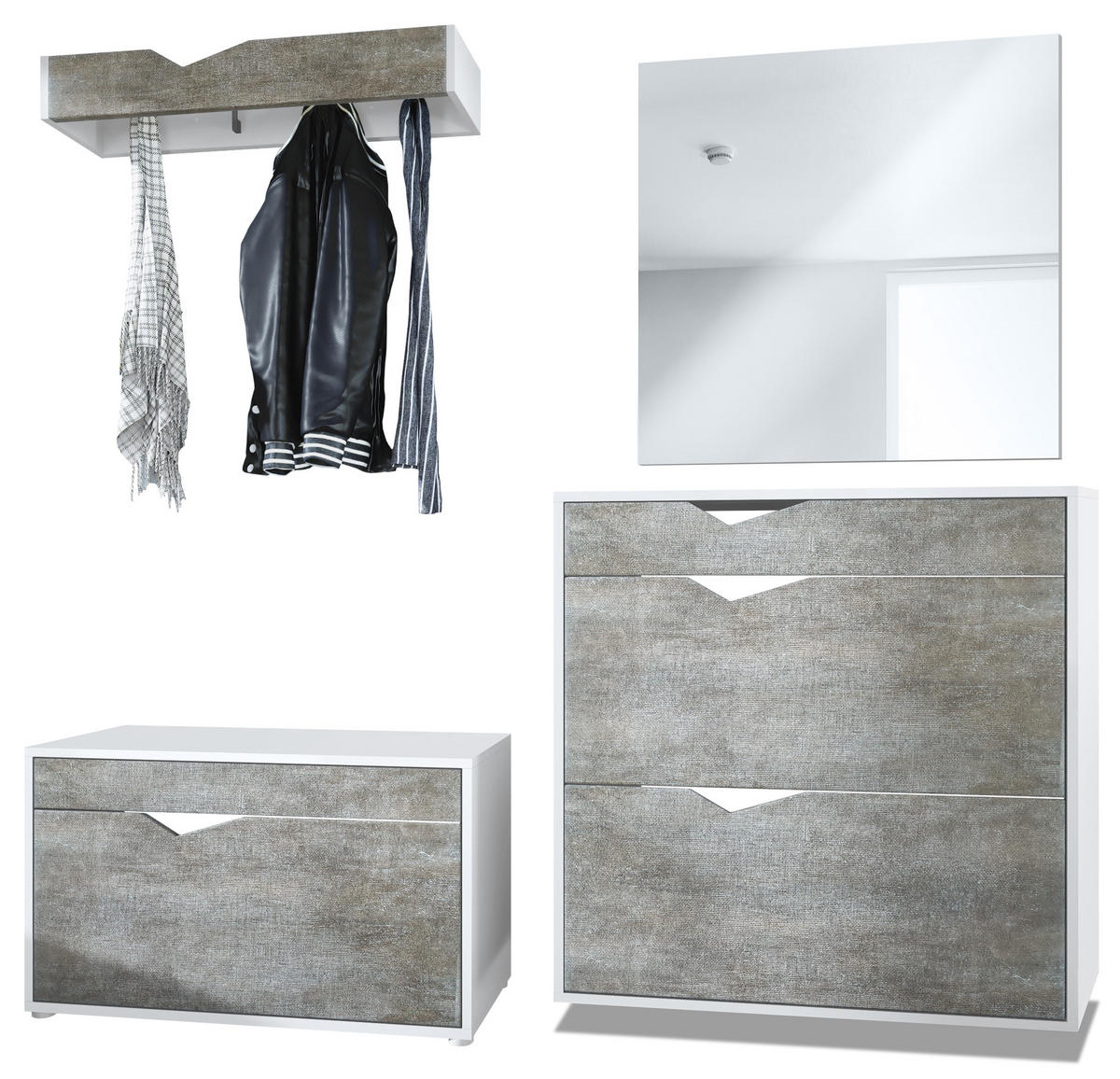 GARDEROBE Kolmio Fronten in Braun meliert - Graubraun, Holzwerkstoff (190/185/33cm) - Vladon