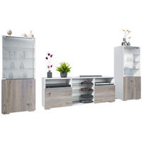 WOHNWAND Granada Eiche Nordic - Silbereichenfarben, Holzwerkstoff (286/122.5/35cm) - Vladon