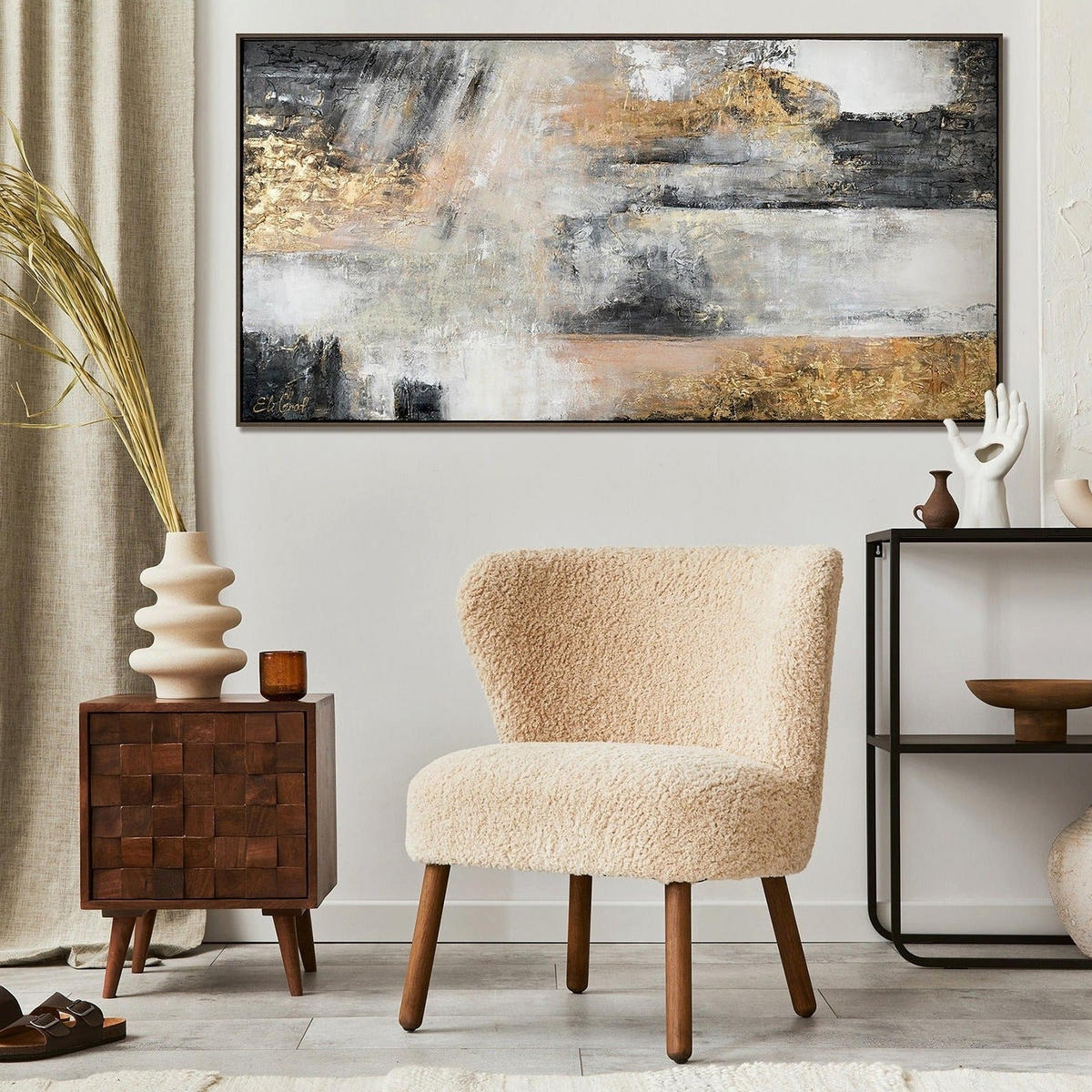 GEMÄLDE Farbmagie Schattenfugenrahmen Schwarz 140x70 cm - Schwarz, Holz (140/70cm) - YS-art gallery