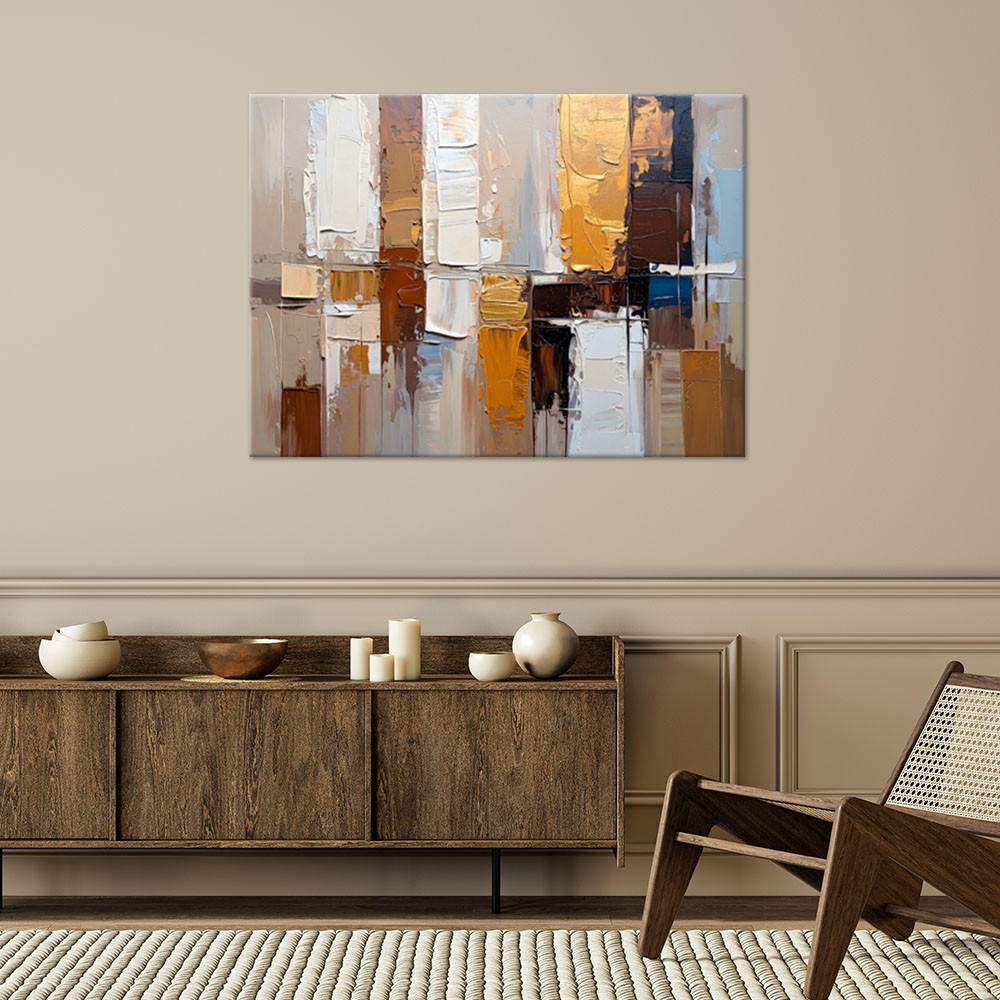 LEINWANDBILD Abstraktion Imitation von Farbe in Beigetönen 120x80cm - Beige, Textil (120/80cm) - Feeby