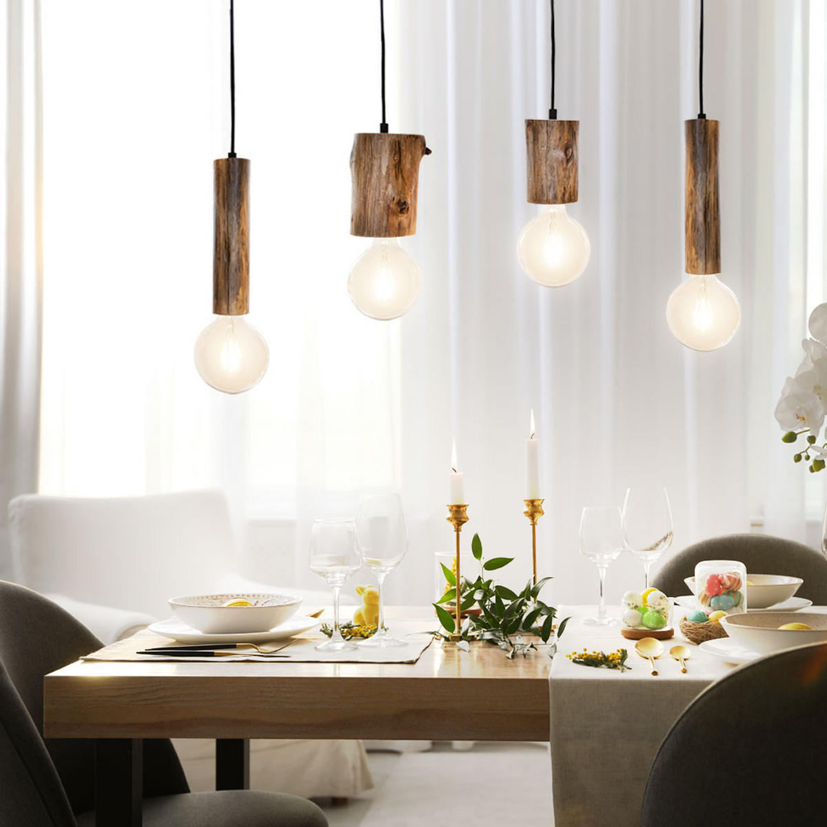 HÄNGELEUCHTE TRONCO Holz Schwarz - Schwarz, Holz (9/80/150cm) - Nowa