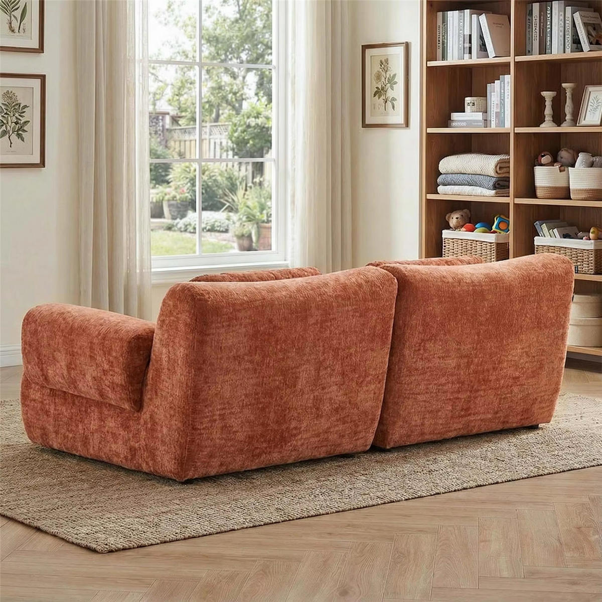 2-SITZER-SOFA Chenille Cloud Design, 184 cm Komfort Sofa ohne Montage - Orange, Textil (184/69/101cm) - Kaket