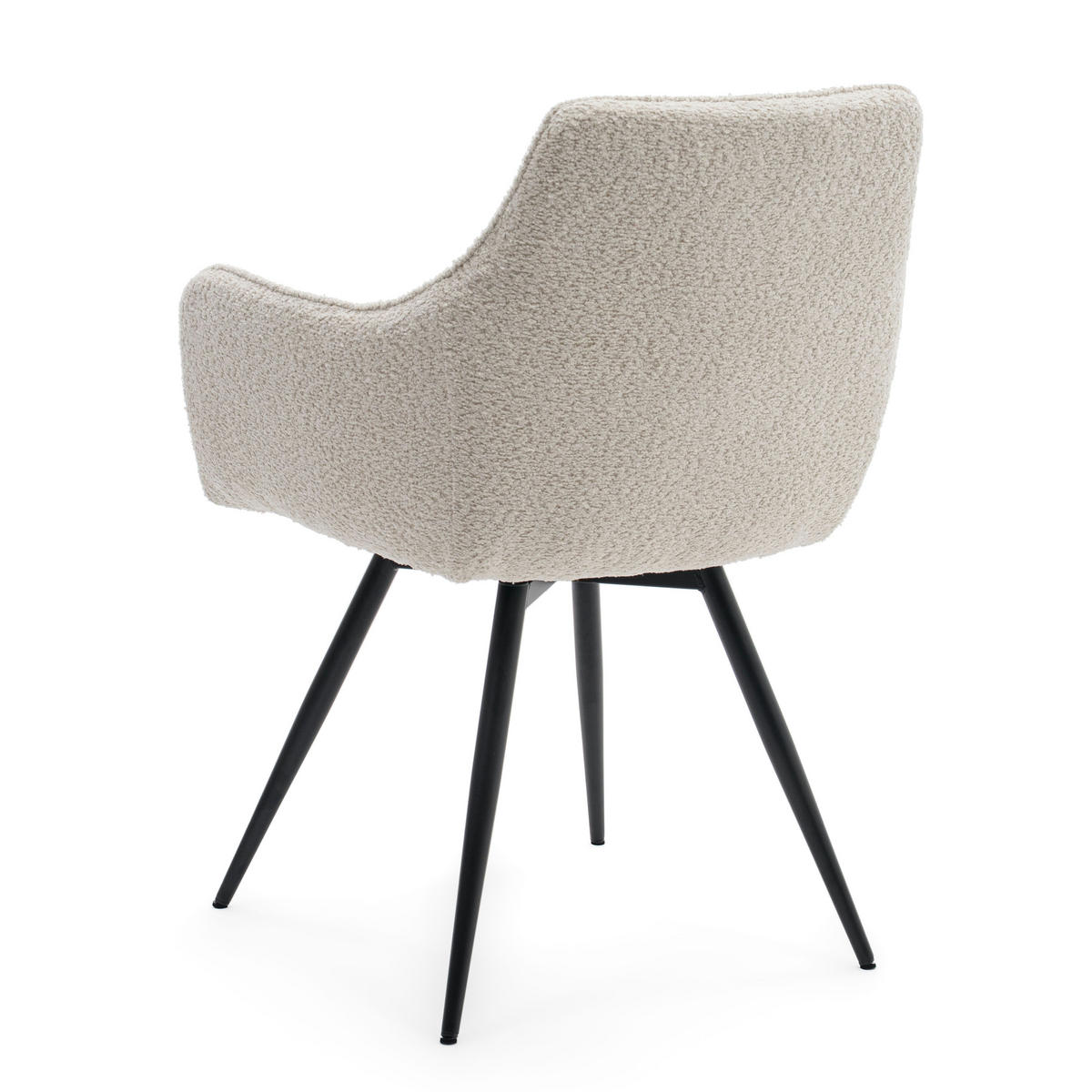 STUHL QUATTRO drehbar gepolsterter mit Steppung - creme - Boucle - Creme/Schwarz, Textil/Metall (58/86/60cm) - NEW HOME