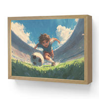 NACHTTISCHLAMPE MIT AKKU Stadion - Fußballer - Ball 40x30 cm - Blau, Holzwerkstoff (8/40/30cm) - OnlyWow
