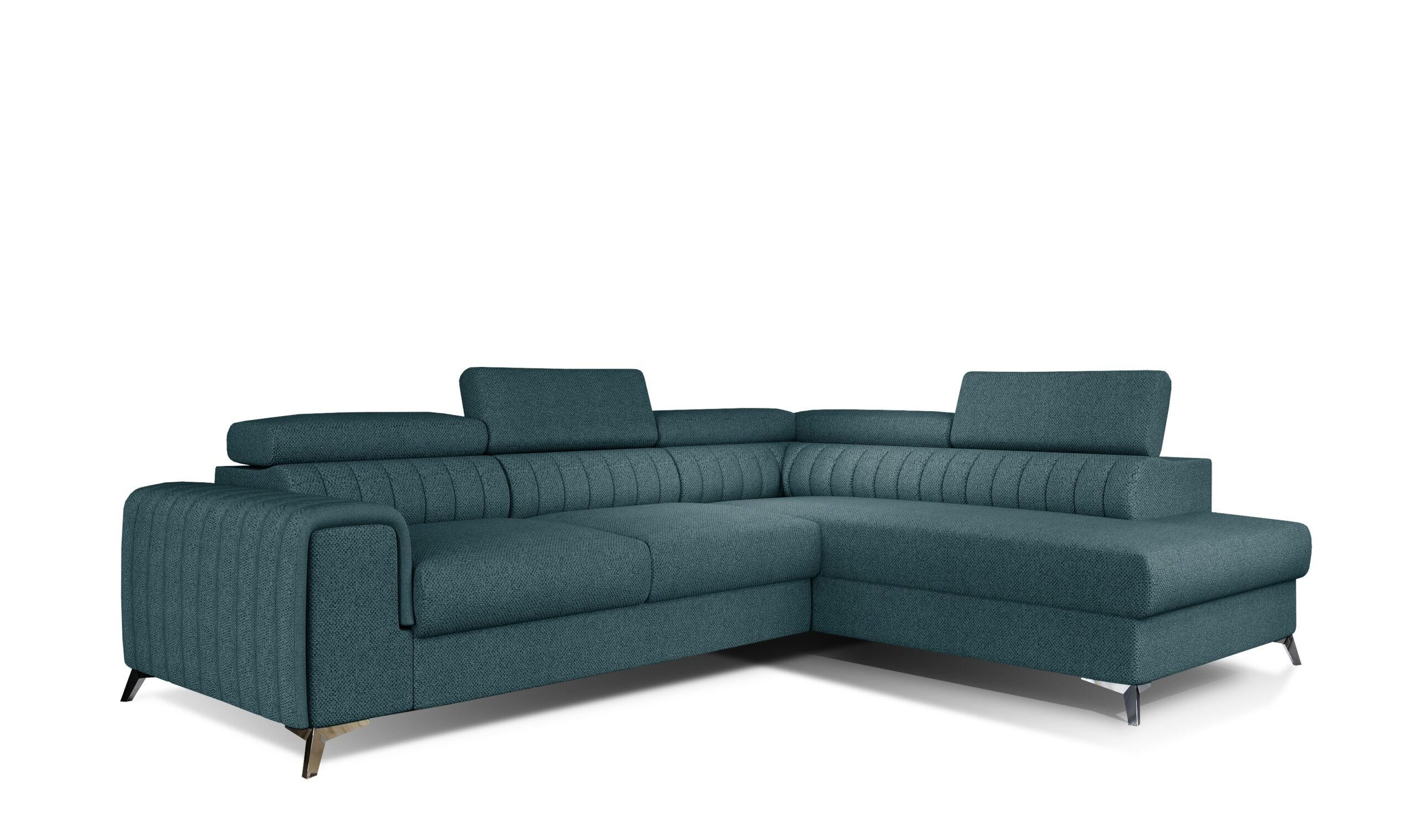 ECKSOFA - OLIVIER (Rechts, Meeresblau) - Türkis, Textil (275/205cm) - Möblo