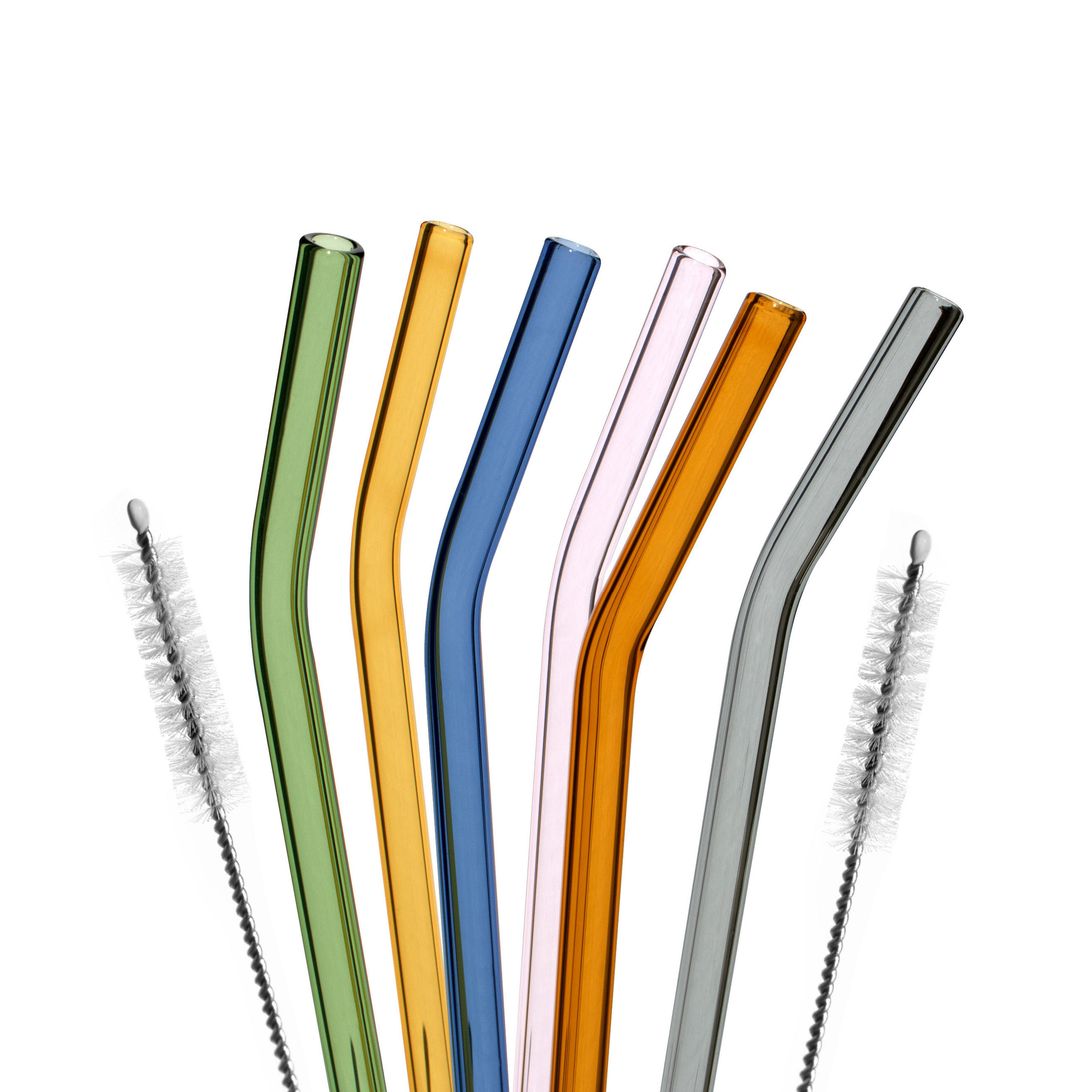 GLAS-TRINKHALME 6er Set, bunt, Borosilikatglas - Multicolor, Glas (0.8/25cm) - bremermann