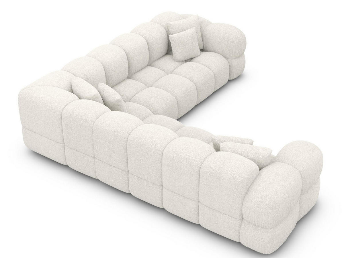 COUCH Monteverde L-Form Weiß Bouclestoff - Weiß, Textil (253/253cm)