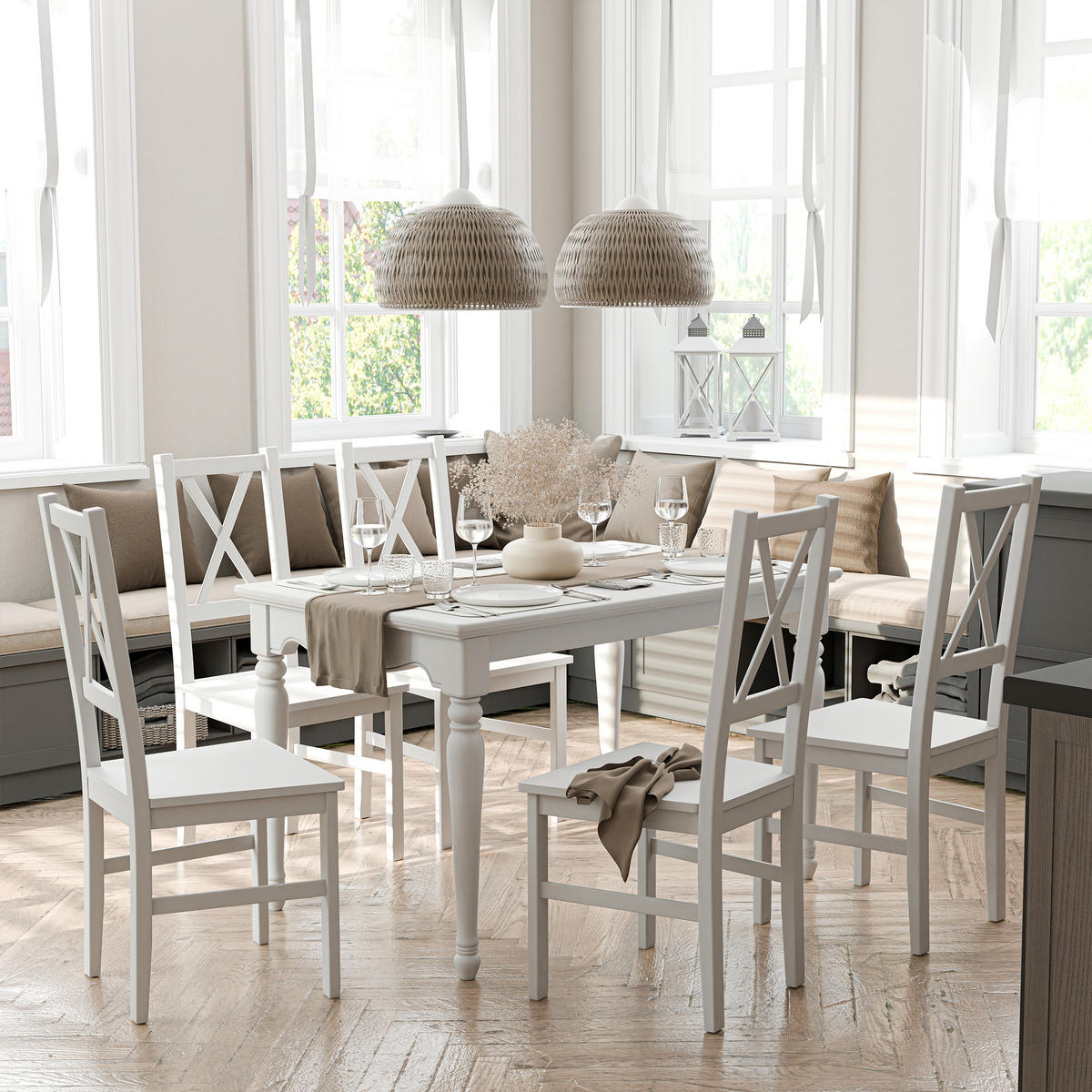 HOLZSTUHL für das Esszimmer ROMA, weiß - Weiß, Holzwerkstoff (43/95/40cm) - Idohome