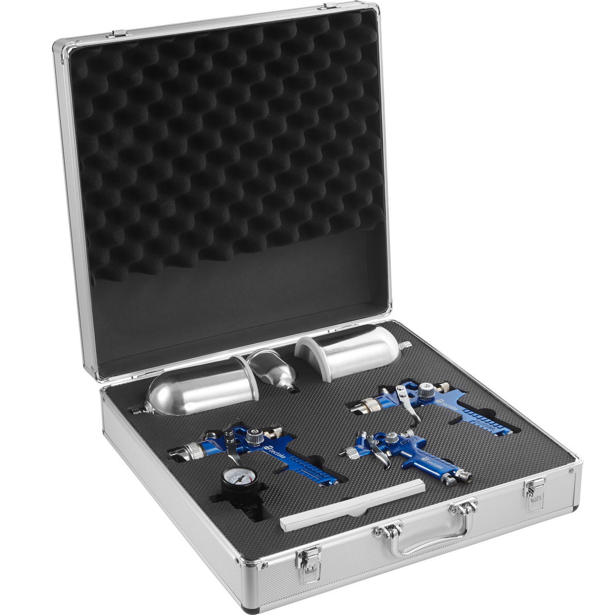 LACKIERPISTOLEN-SET Hvlp, inklusive Aluminiumkoffer,blau - Blau, Metall (46.5/43.5/13cm) - tectake