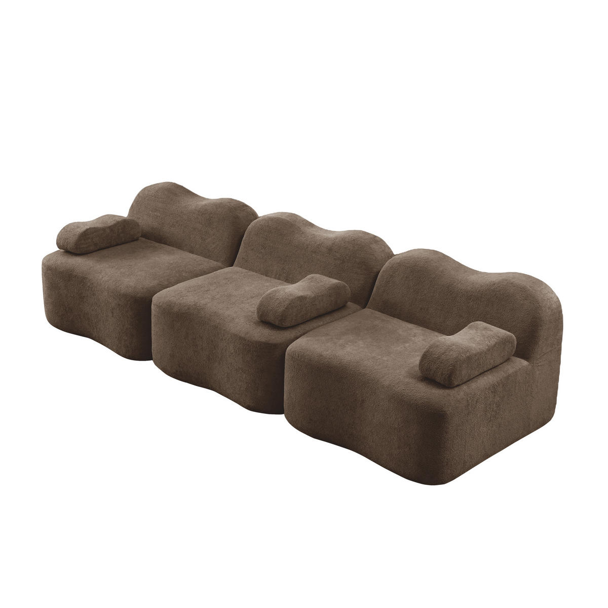 SOFA modular mit tiefer Sitzfläche Samt Braun - Braun, Holzwerkstoff (98/70/288cm) - Meubliv