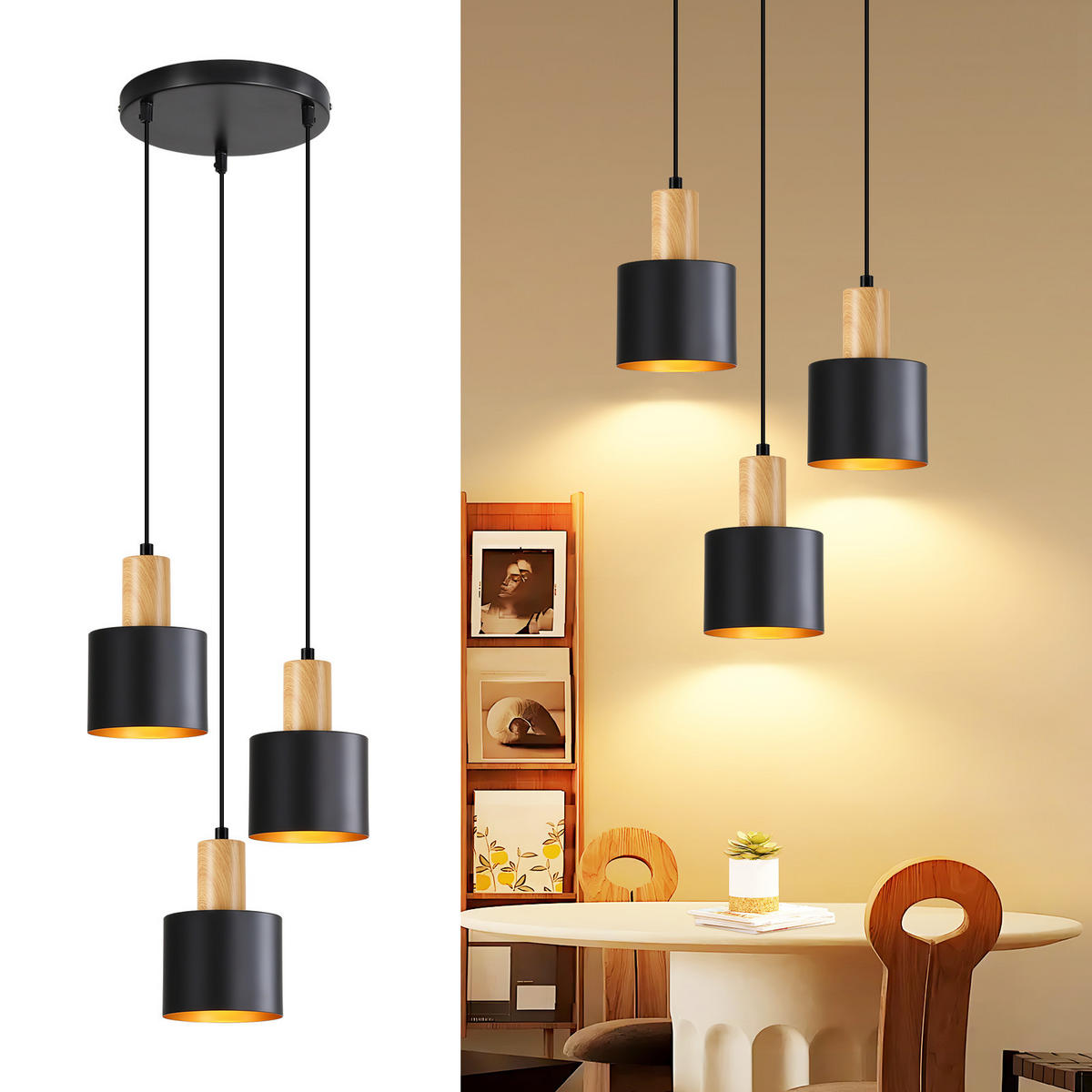 PENDELLEUCHTE Obiroq 22/12/173.5 cm - Schwarz, Metall (22/12/173.5cm) - ZMH