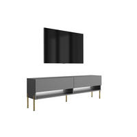 TV-LOWBOARD 170 cm Anthrazit, gerade goldene Beine, weiße LED, 170 × 32 × 52 cm - Grau, Holzwerkstoff (170/52/32cm) - 3XE LIVING