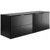 WASCHBECKUNTERSCHRANK FLOW + Platte Schwarz matt 140/57/46 cm - Schwarz, Holzwerkstoff (140/57/46cm) - Rodan