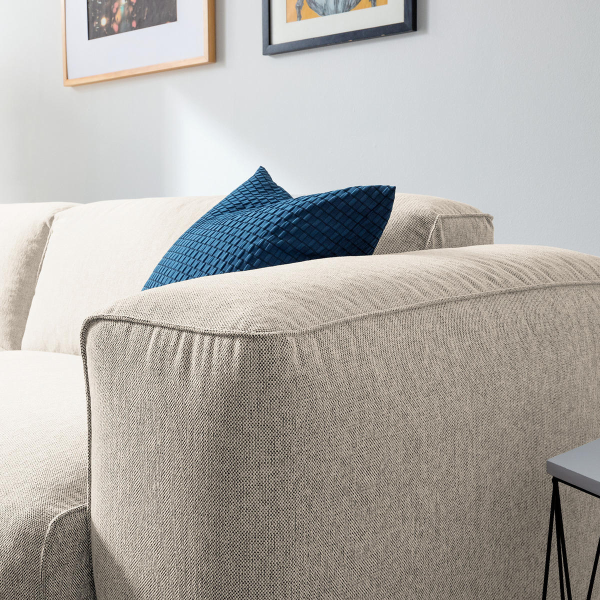 1,5-SITZER ECKSOFA mit Longchair - Beige/Schwarz, Kunststoff/Textil (260/173cm) - home24