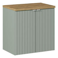 WASCHTISCHUNTERSCHRANK 60 cm 2 Teile - Line Reed Green L BM99 in Schilfgrün/ Evoke Eiche - Eiche Artisan/Grün, Holz (60/57/40cm)