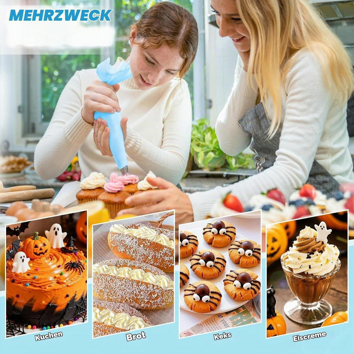 SPRITZBEUTEL Set 13-teilig für Tortendekoration - Hellblau, Kunststoff (17/1/30cm)