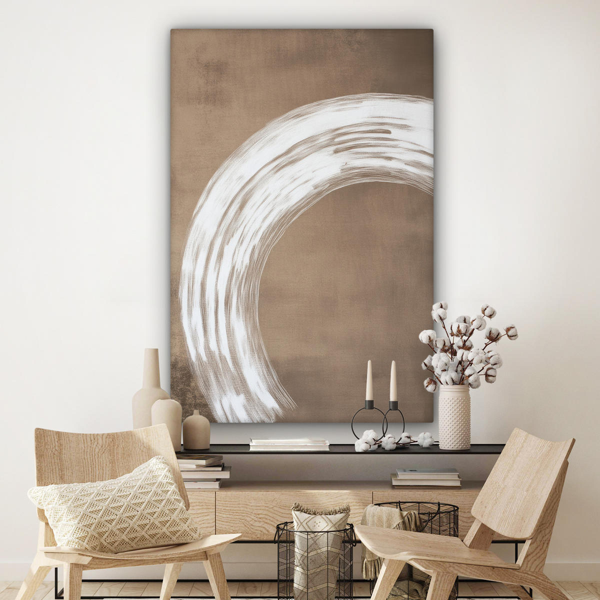 OBRAZ NA PLÁTNĚ Barva - hnědá - Japandi 90x140 cm - měděná, textil (90/140cm) - MuchoWow