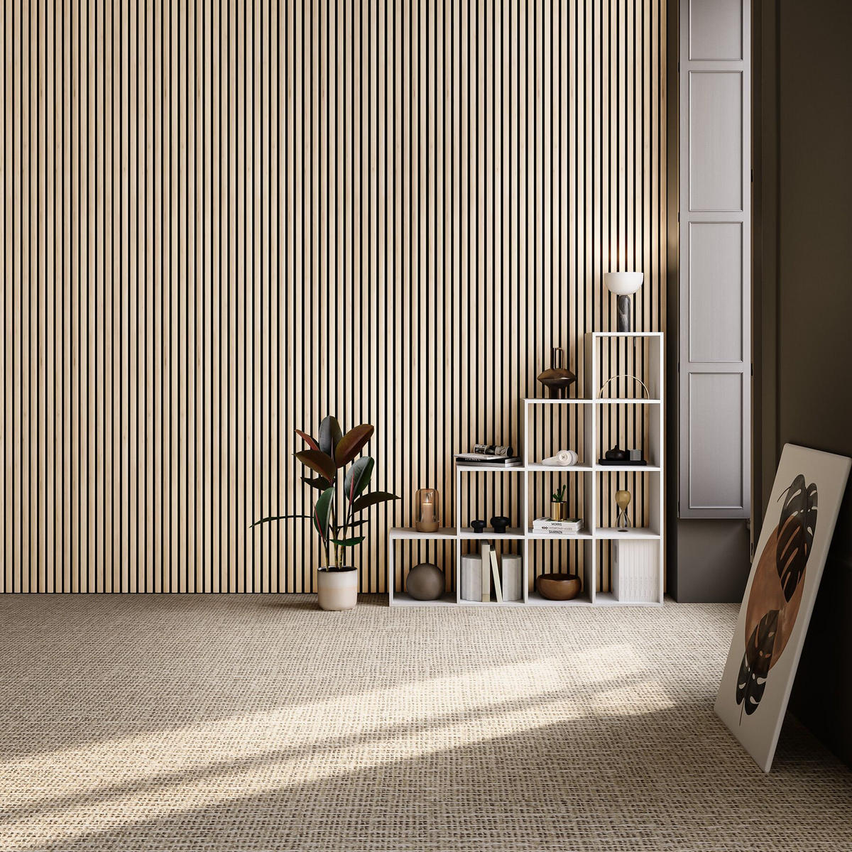 AKUSTIKPANEELE Sonic Wall, je 60 x 120 x 2,1 cm, Größe flexibel anpassbar, Eiche hell - Eichefarben, Holz (60/2.1/120cm) - tectake