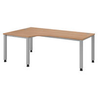 SCHREIBTISCH Serie-Q Gestell: Silber 120/200/74 cm in Nussbaumfarben - Nussbaumfarben, Holzwerkstoff (120/200/74cm) - bümö
