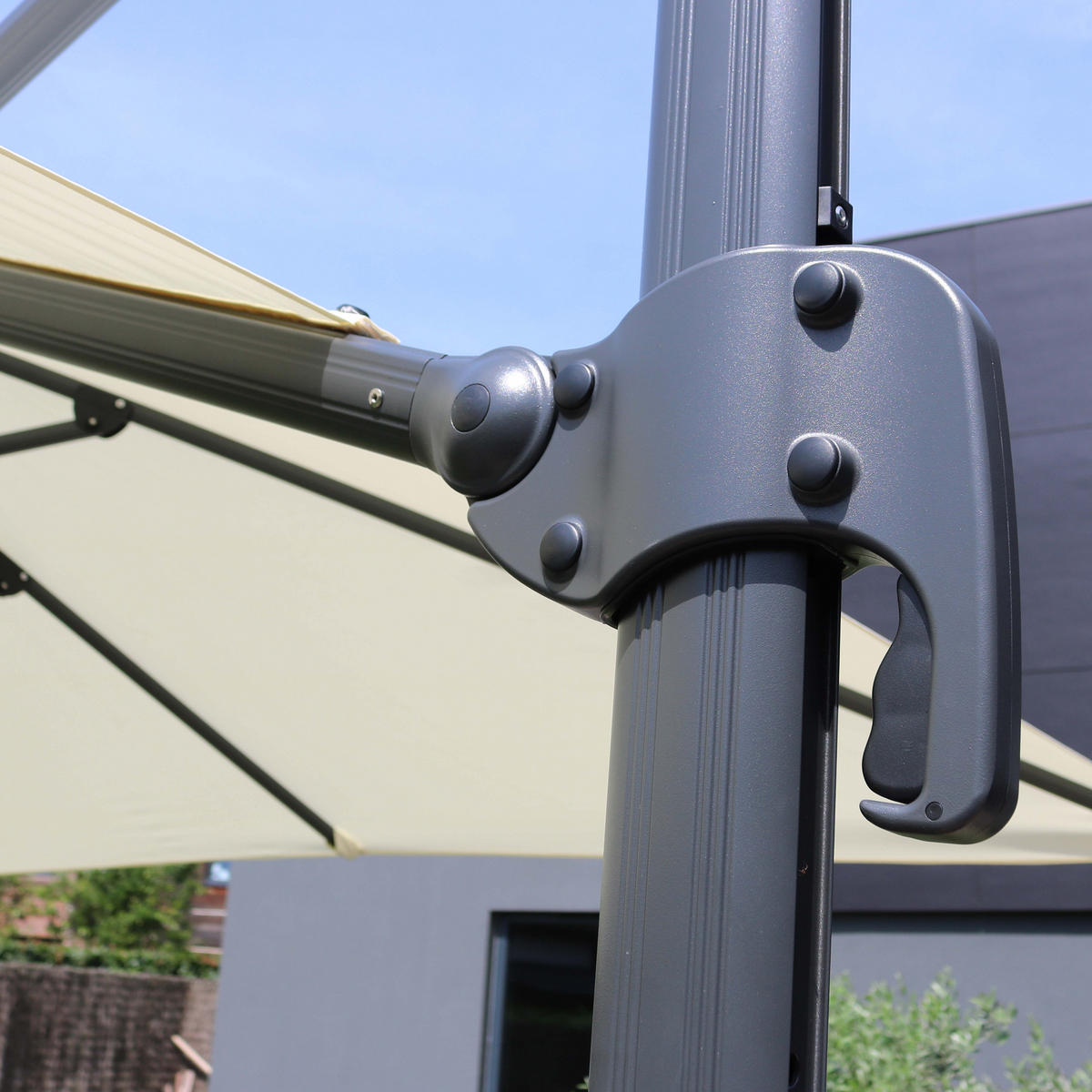 SONNENSCHIRM 3x3m mit Gewichtsplatten, terracotta - Weiß, Metall (300/300cm) - Oviala