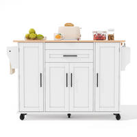 KÜCHENINSEL mit ausziehbarer Arbeitsplatte, Rollen, Stauraum MDF 120/45/70 cm - Weiß, Holzwerkstoff (120/92/45cm) - EVRYAE