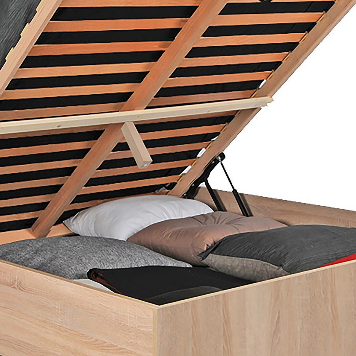 BETT mit bettkasten MADRID/ 140x190 cm - Eiche gebleicht dekor - Sonoma Eiche, Holz/Holzwerkstoff (140/190cm) - Weber Industries