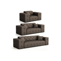 SOFASET Chantal - Braun, Holzwerkstoff/Textil (251/78/96cm) - Fun Möbel