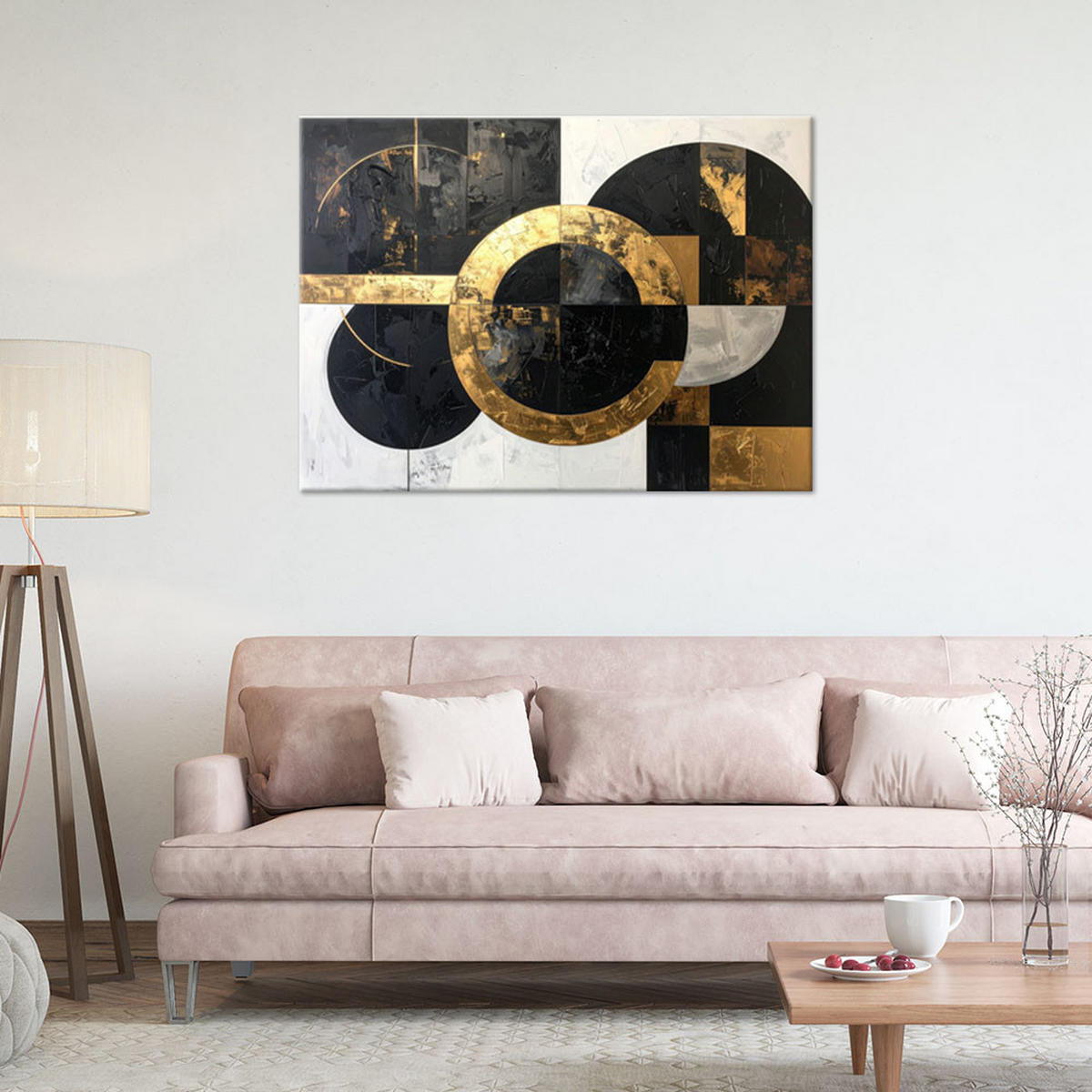 LEINWANDBILD 3D und geometrisch 120x80cm - Goldfarben, Textil (120/80cm) - Feeby